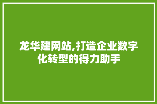 龙华建网站,打造企业数字化转型的得力助手 龙华建网站,打造企业数字化转型的得力助手 必应SEO