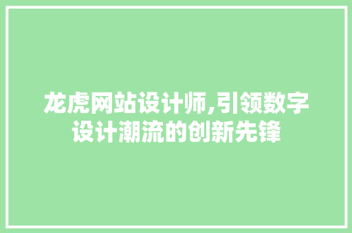 龙虎网站设计师,引领数字设计潮流的创新先锋