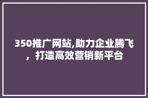350推广网站,助力企业腾飞，打造高效营销新平台 350推广网站,助力企业腾飞，打造高效营销新平台 网站建设公司