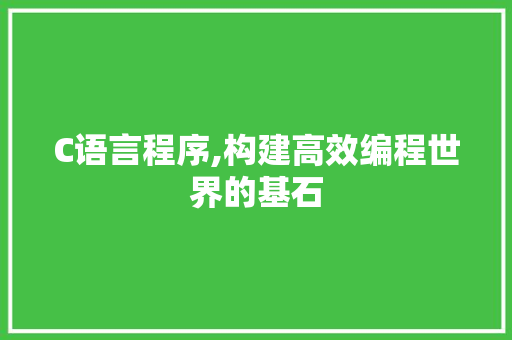 C语言程序,构建高效编程世界的基石 C语言程序,构建高效编程世界的基石 网站建设公司