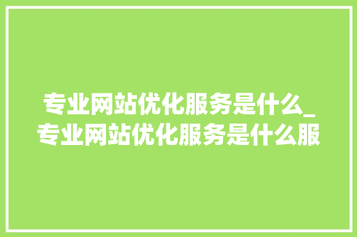 专业网站优化服务是什么_专业网站优化服务是什么服务。