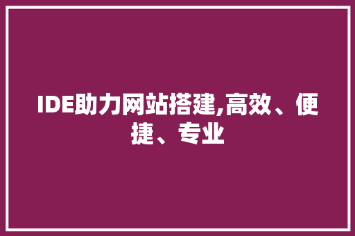 IDE助力网站搭建,高效、便捷、专业 IDE助力网站搭建,高效、便捷、专业 必应SEO