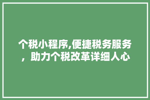 个税小程序,便捷税务服务，助力个税改革详细人心 个税小程序,便捷税务服务，助力个税改革详细人心 SEO关键词