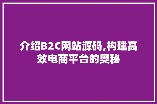 介绍B2C网站源码,构建高效电商平台的奥秘 介绍B2C网站源码,构建高效电商平台的奥秘 百度SEO