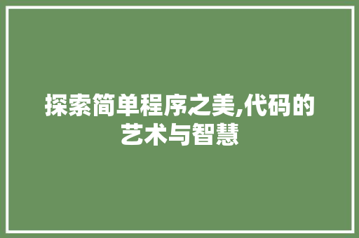 探索简单程序之美,代码的艺术与智慧 探索简单程序之美,代码的艺术与智慧 SEO关键词