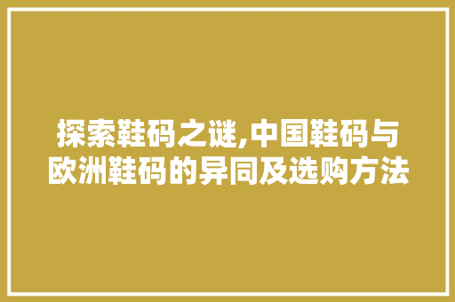 探索鞋码之谜,中国鞋码与欧洲鞋码的异同及选购方法