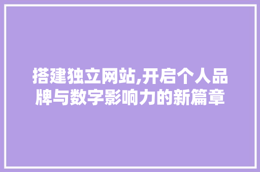 搭建独立网站,开启个人品牌与数字影响力的新篇章
