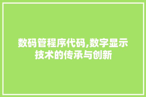 数码管程序代码,数字显示技术的传承与创新 数码管程序代码,数字显示技术的传承与创新 网站建设公司