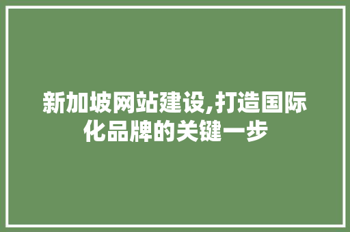 新加坡网站建设,打造国际化品牌的关键一步 新加坡网站建设,打造国际化品牌的关键一步 必应SEO