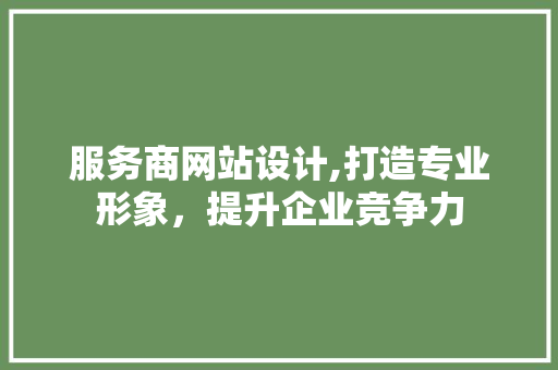 服务商网站设计,打造专业形象，提升企业竞争力 服务商网站设计,打造专业形象，提升企业竞争力 搜狗SEO