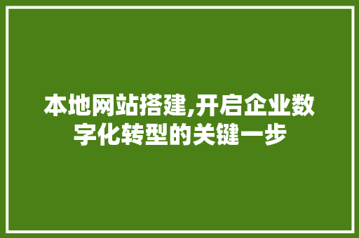 本地网站搭建,开启企业数字化转型的关键一步 本地网站搭建,开启企业数字化转型的关键一步 百度SEO