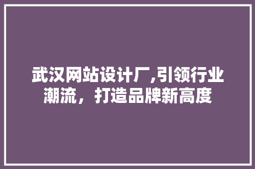 武汉网站设计厂,引领行业潮流，打造品牌新高度 武汉网站设计厂,引领行业潮流，打造品牌新高度 SEO关键词