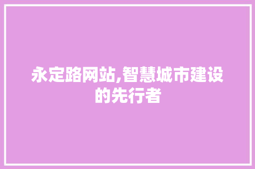 永定路网站,智慧城市建设的先行者 永定路网站,智慧城市建设的先行者 神马SEO