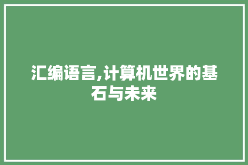 汇编语言,计算机世界的基石与未来 汇编语言,计算机世界的基石与未来 百度SEO
