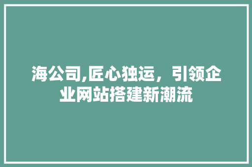海公司,匠心独运，引领企业网站搭建新潮流 海公司,匠心独运，引领企业网站搭建新潮流 神马SEO