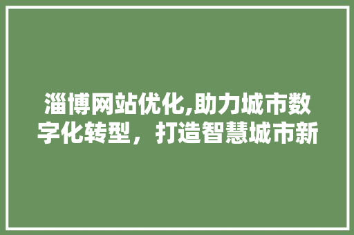 淄博网站优化,助力城市数字化转型，打造智慧城市新篇章 淄博网站优化,助力城市数字化转型，打造智慧城市新篇章 SEO关键词