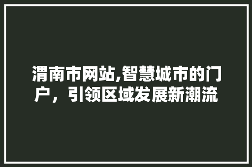 渭南市网站,智慧城市的门户，引领区域发展新潮流 渭南市网站,智慧城市的门户，引领区域发展新潮流 神马SEO