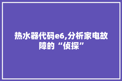 热水器代码e6,分析家电故障的“侦探” 热水器代码e6,分析家电故障的“侦探” 网站建设公司