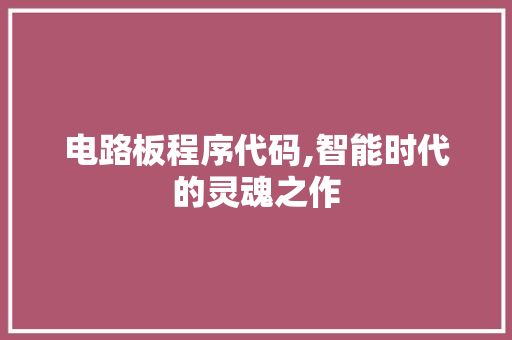 电路板程序代码,智能时代的灵魂之作