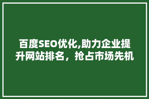 百度SEO优化,助力企业提升网站排名，抢占市场先机 百度SEO优化,助力企业提升网站排名，抢占市场先机 网站建设公司