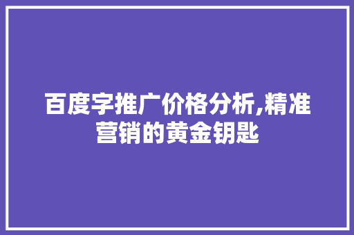 百度字推广价格分析,精准营销的黄金钥匙 百度字推广价格分析,精准营销的黄金钥匙 网站建设公司