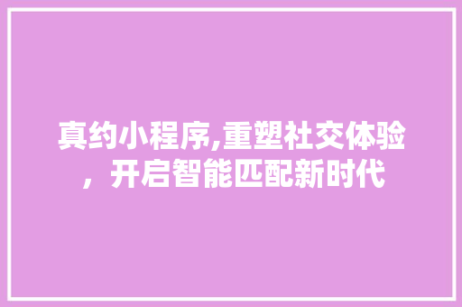 真约小程序,重塑社交体验，开启智能匹配新时代 真约小程序,重塑社交体验，开启智能匹配新时代 网站建设公司