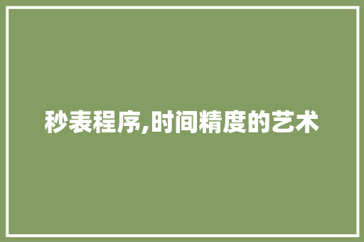 秒表程序,时间精度的艺术
