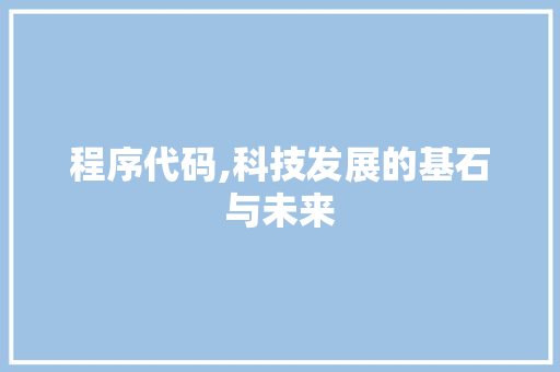 程序代码,科技发展的基石与未来 程序代码,科技发展的基石与未来 必应SEO