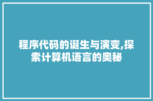 程序代码的诞生与演变,探索计算机语言的奥秘 程序代码的诞生与演变,探索计算机语言的奥秘 神马SEO