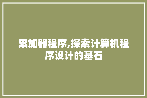 累加器程序,探索计算机程序设计的基石 累加器程序,探索计算机程序设计的基石 百度SEO
