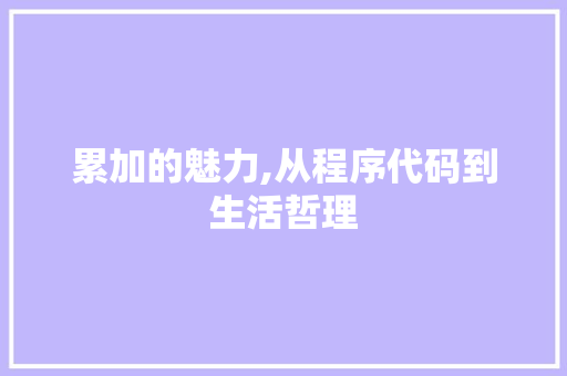 累加的魅力,从程序代码到生活哲理 累加的魅力,从程序代码到生活哲理 网站建设公司