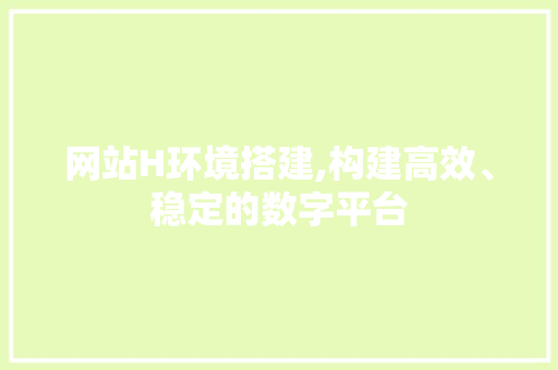 网站H环境搭建,构建高效、稳定的数字平台 网站H环境搭建,构建高效、稳定的数字平台 搜狗SEO