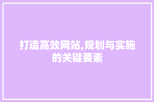 打造高效网站,规划与实施的关键要素