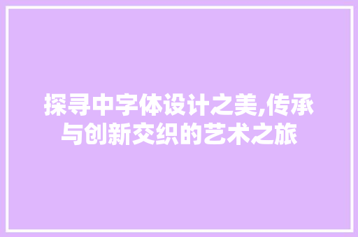 探寻中字体设计之美,传承与创新交织的艺术之旅 探寻中字体设计之美,传承与创新交织的艺术之旅 网站建设公司