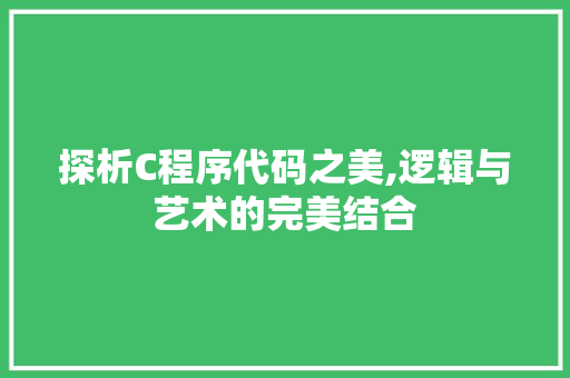 探析C程序代码之美,逻辑与艺术的完美结合 探析C程序代码之美,逻辑与艺术的完美结合 神马SEO