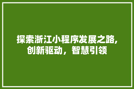 探索浙江小程序发展之路,创新驱动，智慧引领 探索浙江小程序发展之路,创新驱动，智慧引领 网站建设公司