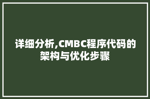 详细分析,CMBC程序代码的架构与优化步骤 网站建设公司 详细分析,CMBC程序代码的架构与优化步骤 详细分析,CMBC程序代码的架构与优化步骤 网站建设公司
