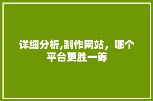 详细分析,制作网站，哪个平台更胜一筹 详细分析,制作网站，哪个平台更胜一筹 搜狗SEO