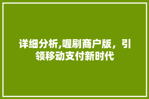 详细分析,喔刷商户版，引领移动支付新时代 详细分析,喔刷商户版，引领移动支付新时代 百度SEO