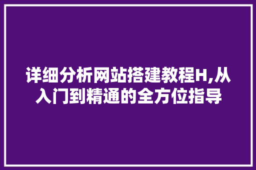 详细分析网站搭建教程H,从入门到精通的全方位指导 详细分析网站搭建教程H,从入门到精通的全方位指导 搜狗SEO