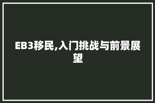 EB3移民,入门挑战与前景展望 EB3移民,入门挑战与前景展望 SEO关键词
