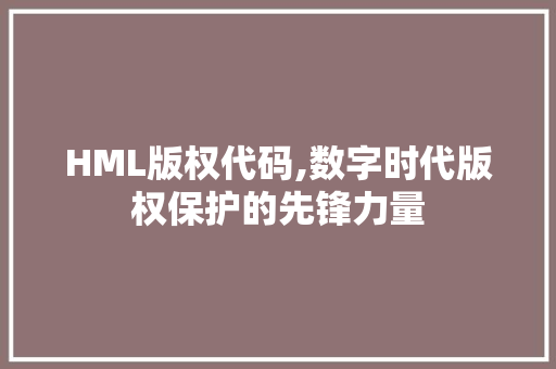 HML版权代码,数字时代版权保护的先锋力量 HML版权代码,数字时代版权保护的先锋力量 神马SEO