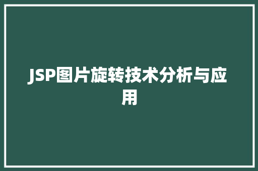 JSP图片旋转技术分析与应用 JSP图片旋转技术分析与应用 必应SEO