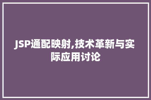 JSP通配映射,技术革新与实际应用讨论