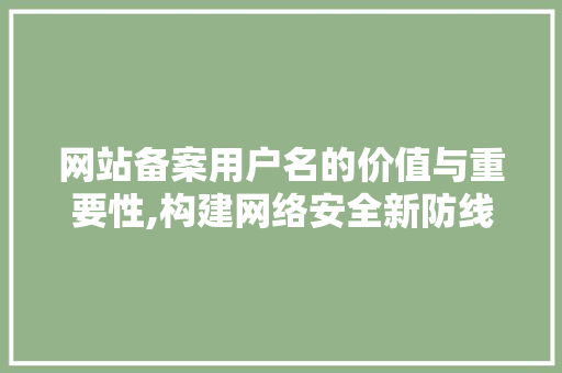 网站备案用户名的价值与重要性,构建网络安全新防线 网站备案用户名的价值与重要性,构建网络安全新防线 神马SEO