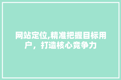 网站定位,精准把握目标用户，打造核心竞争力 网站定位,精准把握目标用户，打造核心竞争力 必应SEO