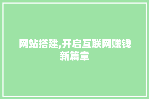 网站搭建,开启互联网赚钱新篇章 网站搭建,开启互联网赚钱新篇章 百度SEO