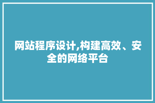 网站程序设计,构建高效、安全的网络平台 网站程序设计,构建高效、安全的网络平台 SEO关键词