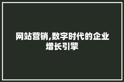网站营销,数字时代的企业增长引擎 网站营销,数字时代的企业增长引擎 SEO关键词