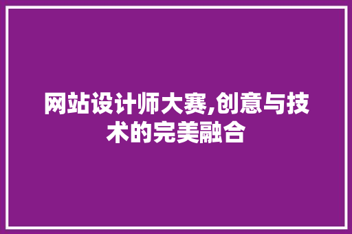 网站设计师大赛,创意与技术的完美融合 网站设计师大赛,创意与技术的完美融合 百度SEO